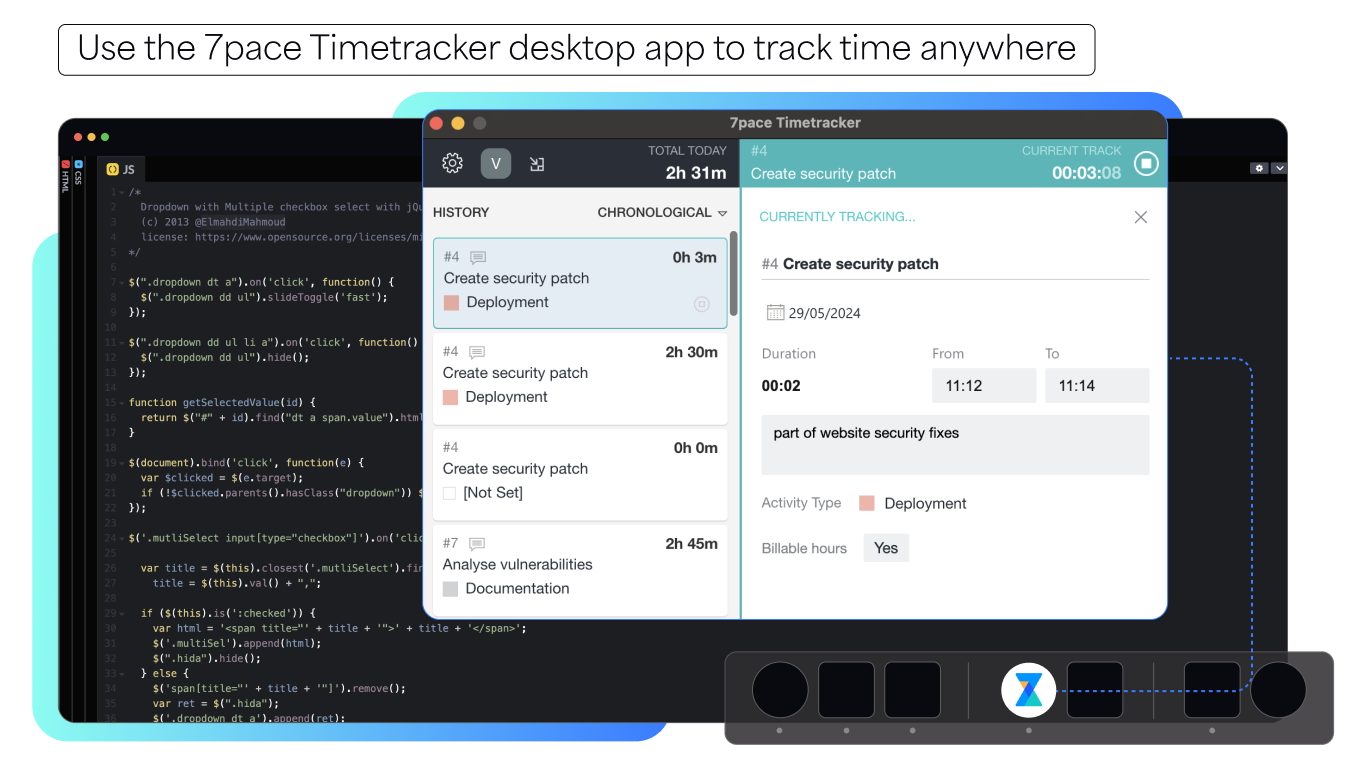 screenshot of 7pace Timetracker